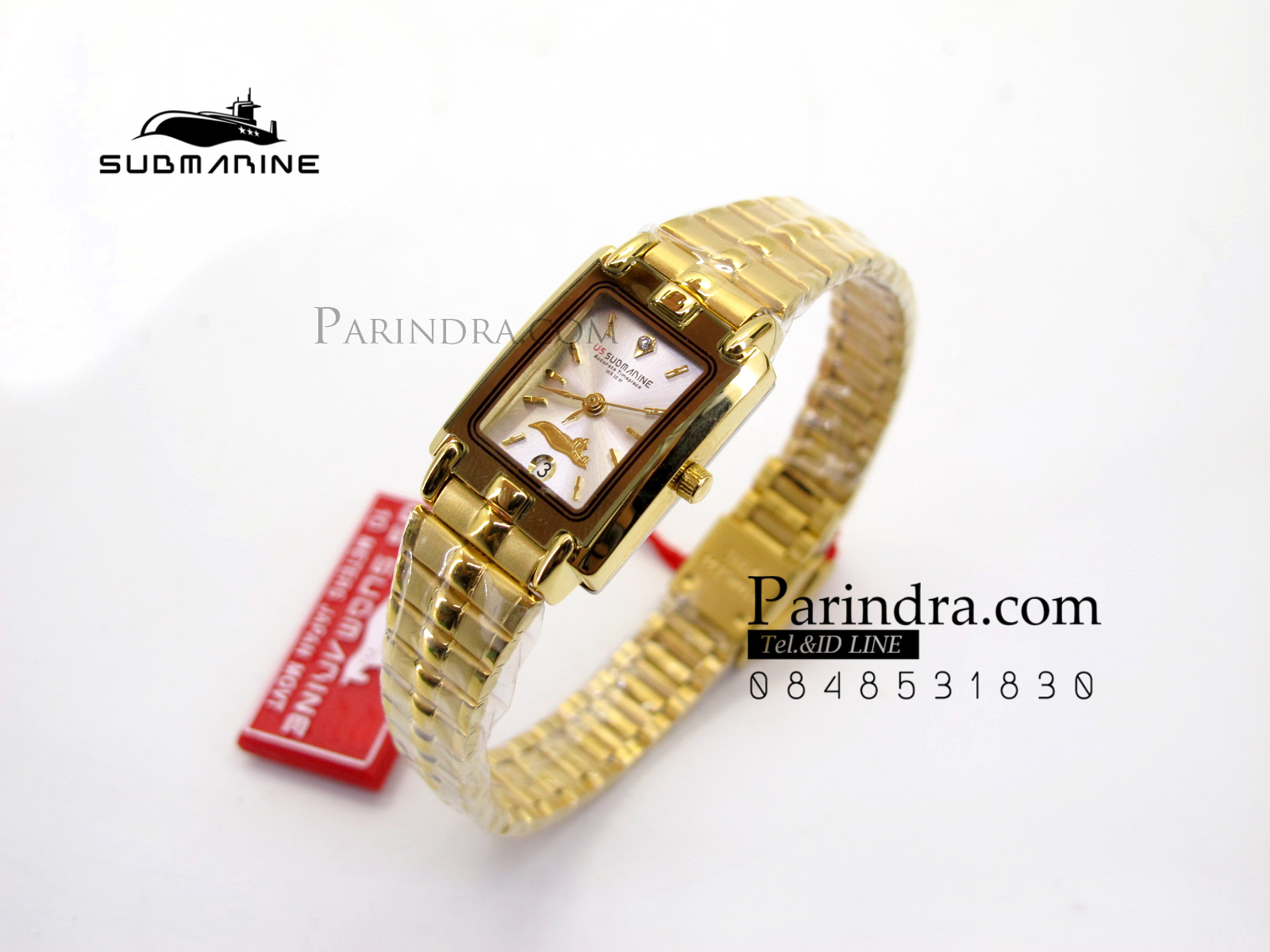 นาฬิกา U.S. submarine รุ่น SUB1014L เรือนเล็ก สายสแตนเลสสีทองหน้าเงิน