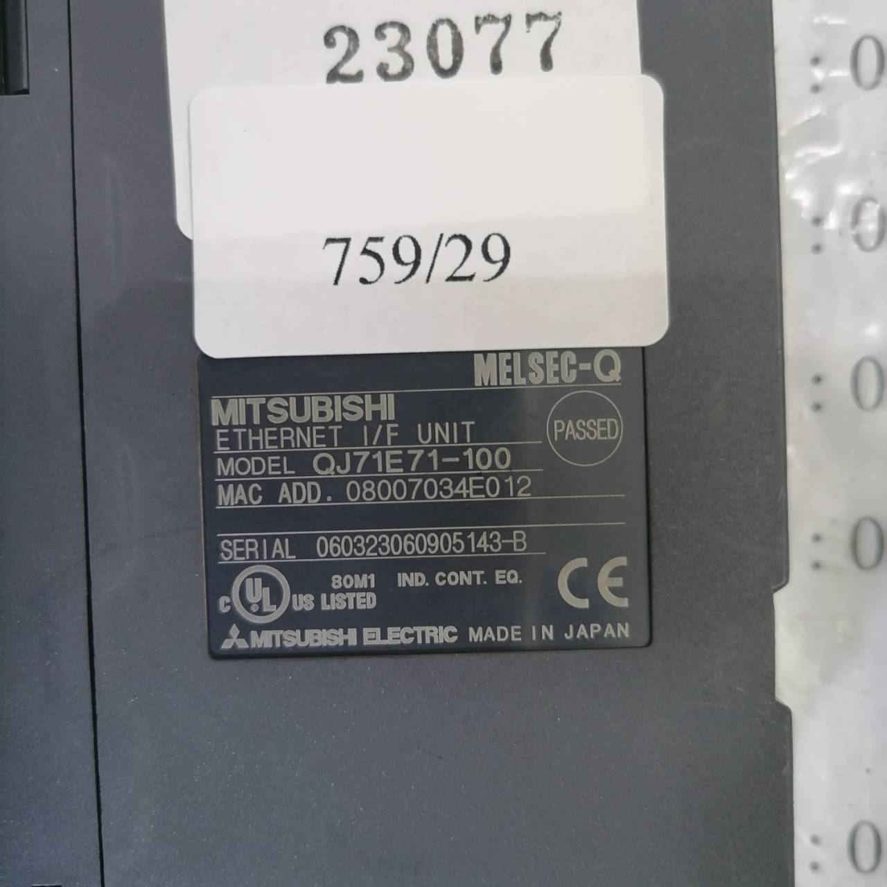 PLC “ MITSUBISHI ” รุ่น QJ71E71-100
