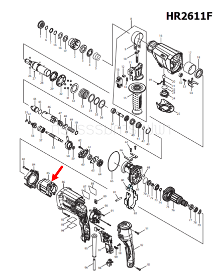 ฟิลคอยล์ สว่านโรตารี่ Makita มากีต้า HR2600, HR2611F, HR2631F Pn.626633-9 (แท้) ##