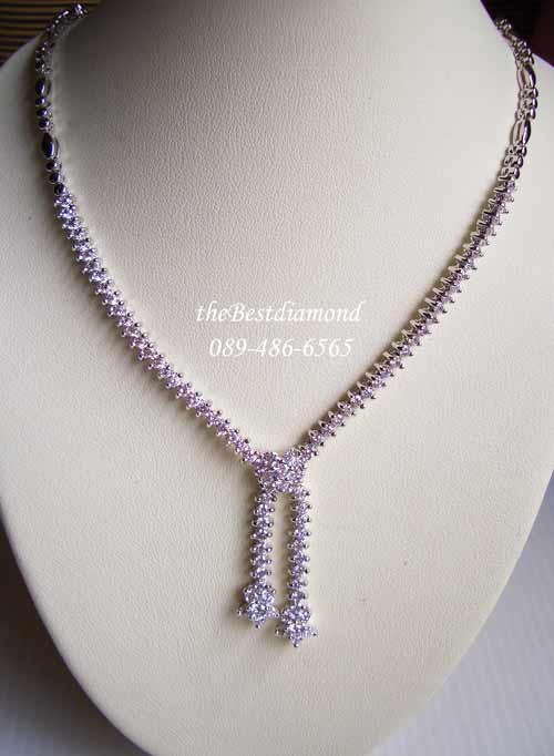 BN018RD+++สร้อยเพชร ปมดอกไม้++ แบบหรูหรา สวยมากๆ ดูไฮโซ เพชรแวววาว ดูทันสมัย เหมือนงานร้านจิวฯเลยค่ะ ใส่ออกงานได้สบายมากๆๆ