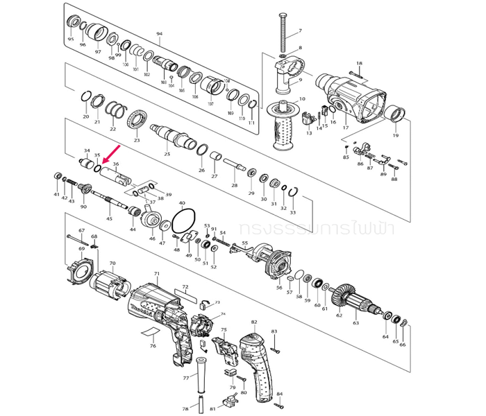 ยางโอริงลูกสูบ สว่านโรตารี่ Makita HR2450, HR2451, HR2453, HR2454, HR2455, HR2460F, HR2470, F, FT, HR2475 #F3