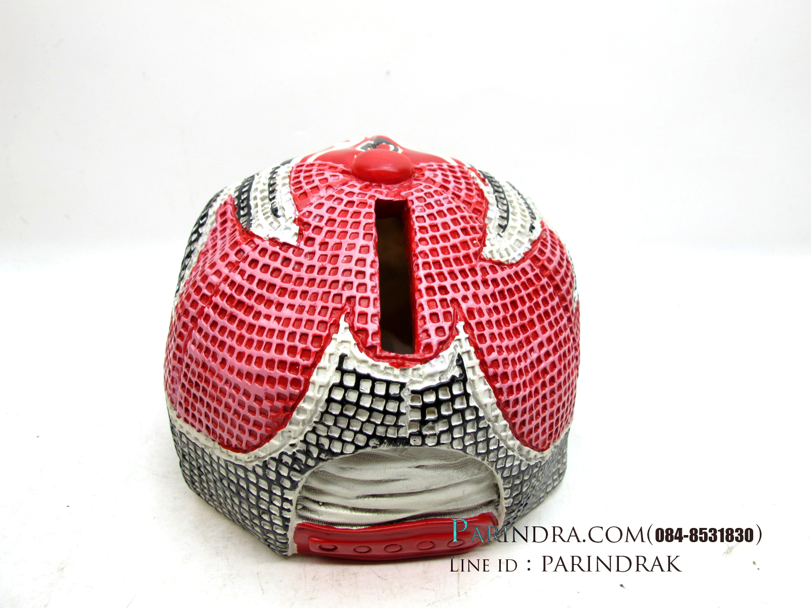 กระปุกออมสินรูปหมวกเพ้นท์ลายหน้ากากญี่ปุ่น คาบูกิ