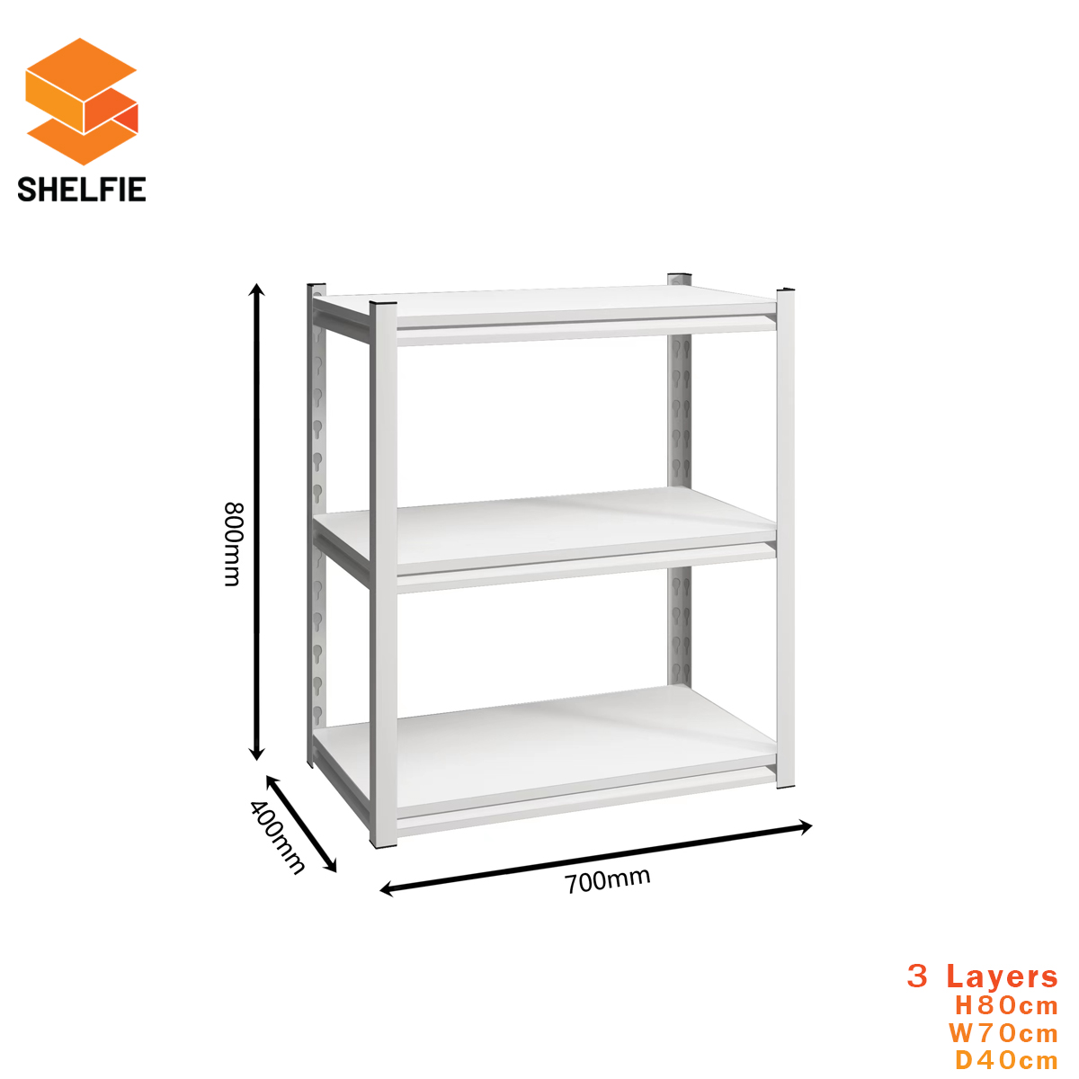 ชั้นเหล็ก 3 ชั้น : ขนาด ส80 x ก70 x ล40 ซม.