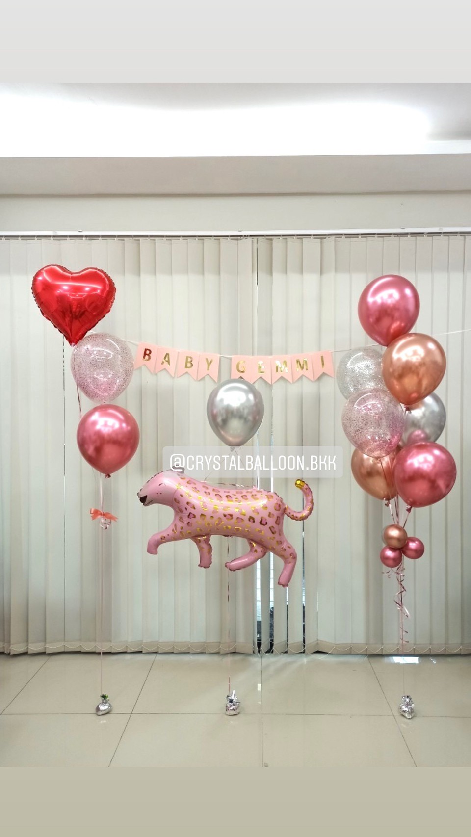 ลูกโป่ง Welcome Baby ช่อลูกโป่ง 7 ลูก 1 ช่อ พร้อม ป้ายธง 9 ตัวอักษร พร้อมตกแต่ง ฟอยล์เสือใหญ่ 1 ชิ้น,ช่อลูกโป่งฟอยล์หัวใจ 18" 1 ช่อ,ลูกโป่งใส ใส่กลิตเตอร์ สามารถเปลี่ยนสีลูกโป่ง/เปลี่ยนข้อความ/เปลี่ยนสี-ป้ายธง/เปลี่ยนฟอยล์ตกแต่งได้