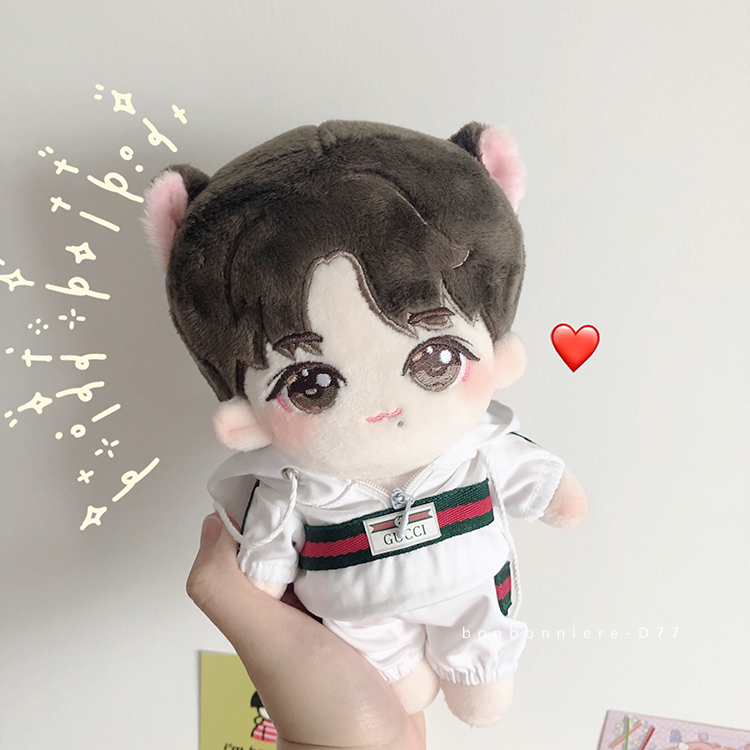 ชุดตุ๊กตา ชุดวอร์มกุชชี่ สีขาว (15,20 cm.) เสื้อ+กางเกง