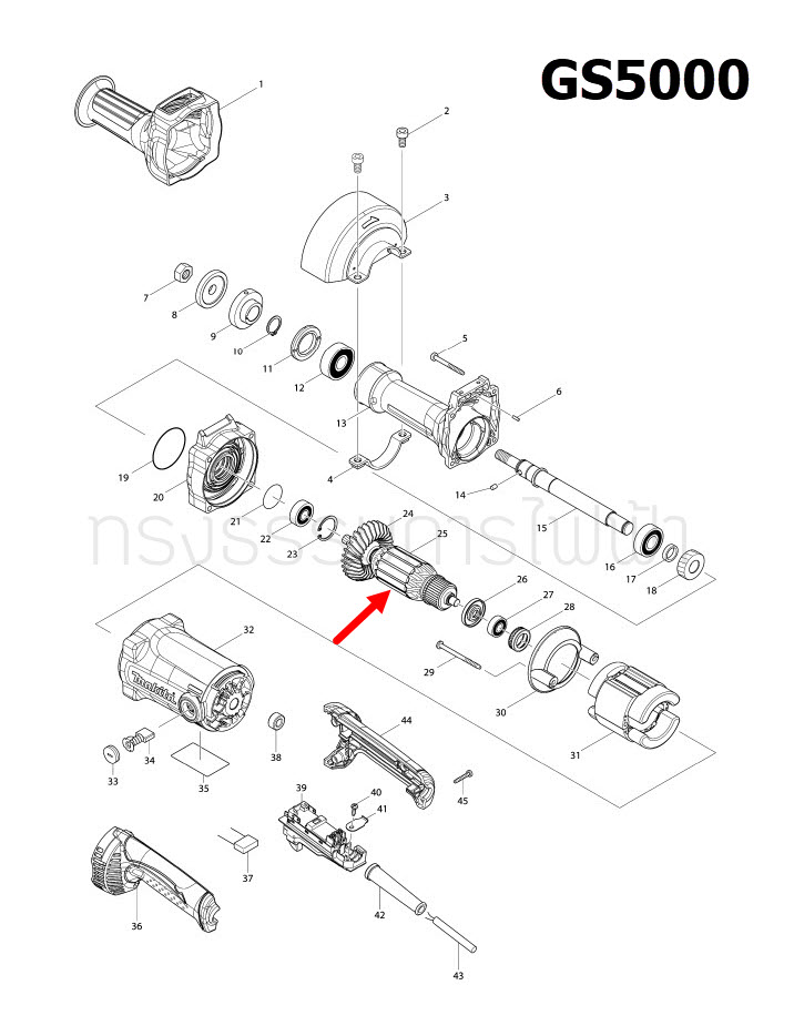 ทุ่น เครื่องเจียร์คอตรง Makita มากีต้า GS5000, GS6000 (แท้) ##