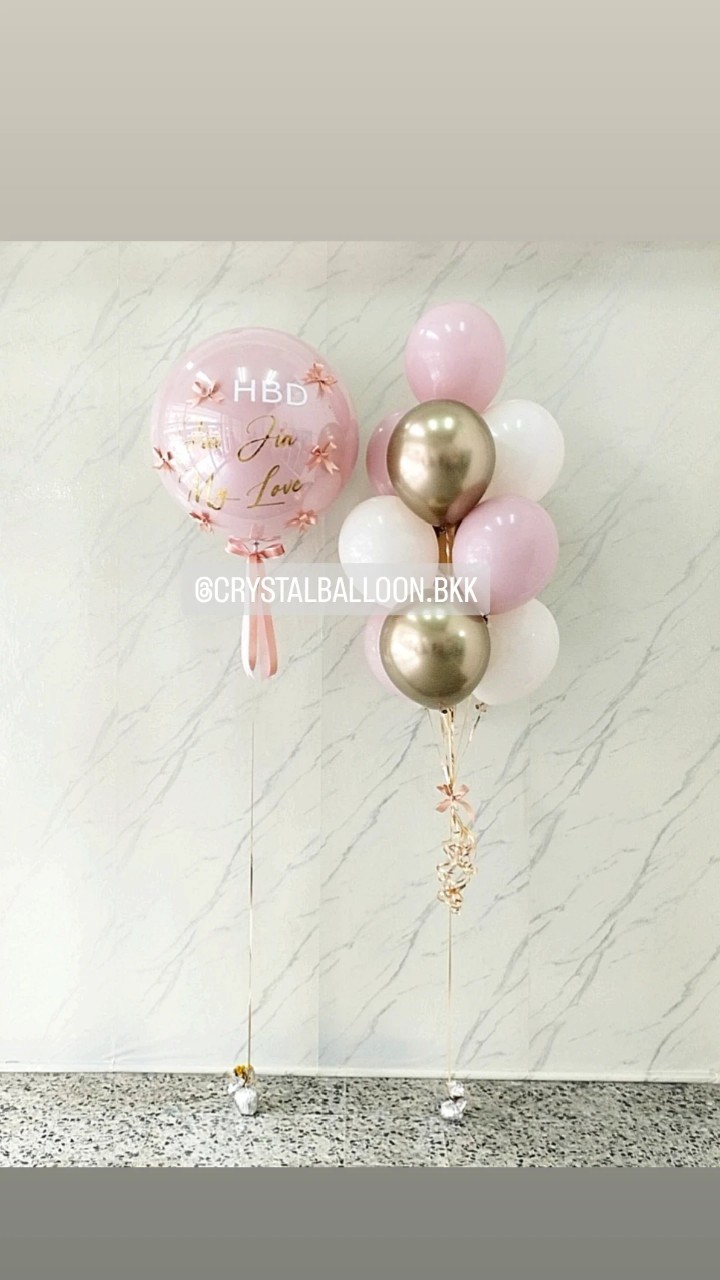 ลูกโป่ง วันเกิด ลูกโป่งยาง ขนาด 24" สี Dusk Pink 1 ลูก พร้อม ประดับโบว์จิ๋ว 6 ชิ้น,ช่อลูกโป่ง ช่อ 10 ลูก 1 ช่อ พร้อมตกแต่ง สามารถเปลี่ยนสีลูกโป่ง/เปลี่ยนข้อความ/เปลี่ยนขนาดได้