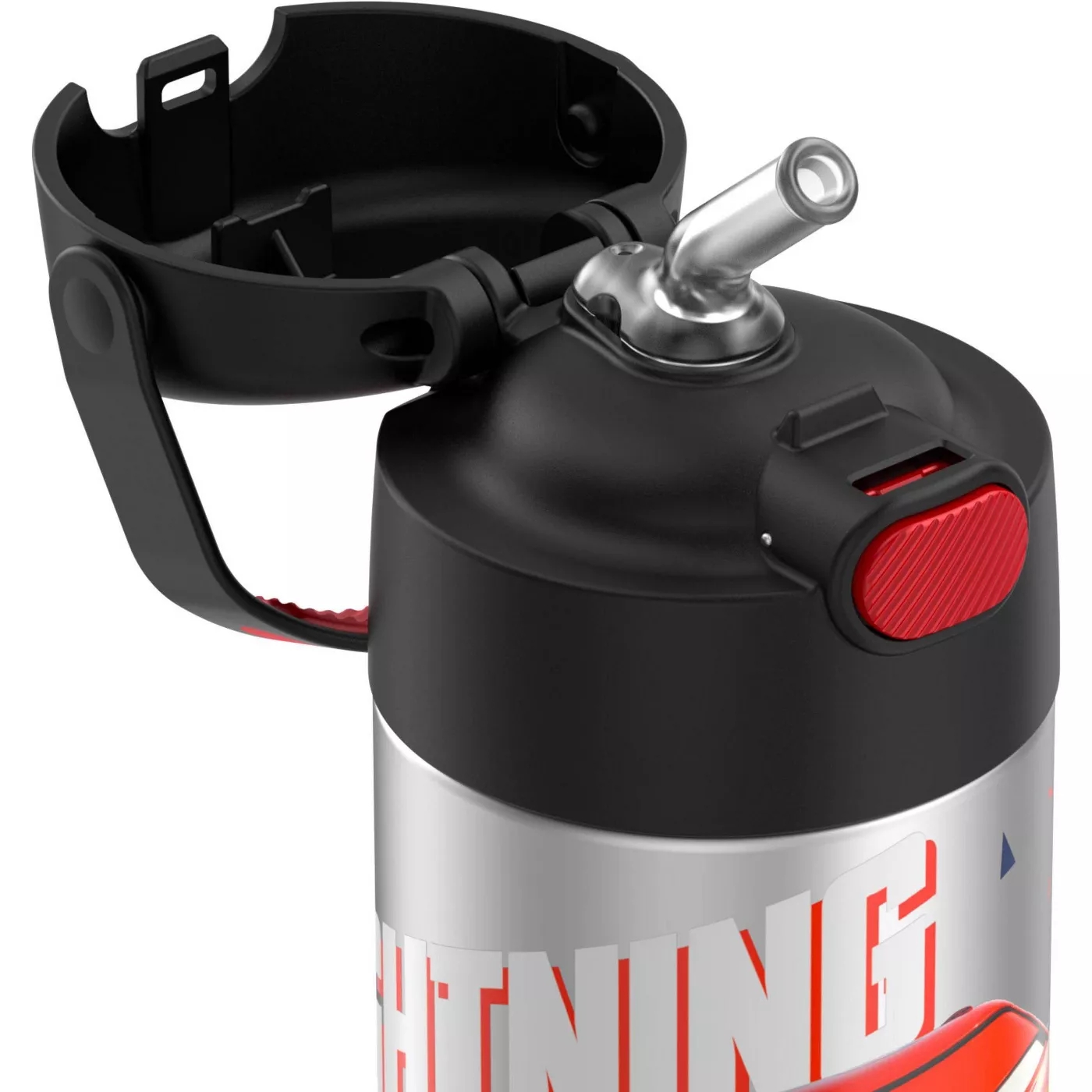 กระติกน้ำเก็บความเย็น มีหูหิ้ว Thermos Cars 12oz FUNtainer Water Bottle - Black/Silver