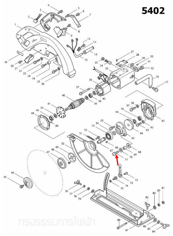 PAN HEAD SCREW M8X30 Makita มากีต้า 5402 [#71], 2414 [#95], 2414NB [#58], 2416S [#62] Pn.911451-1 (แท้) ##