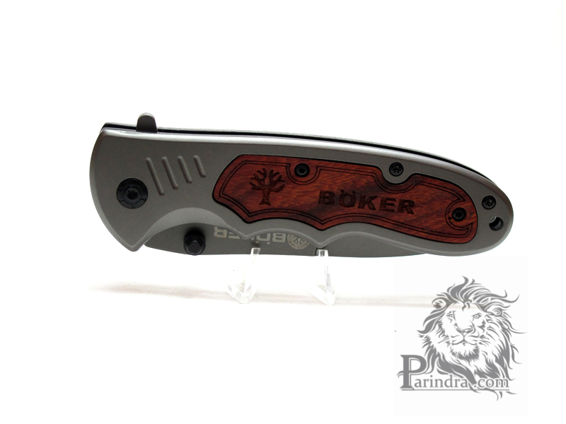 มีดพับ Boker ด้ามฝังไม้ สี Titanium Gray MANU FAKTUR SOLINGEN (OEM)