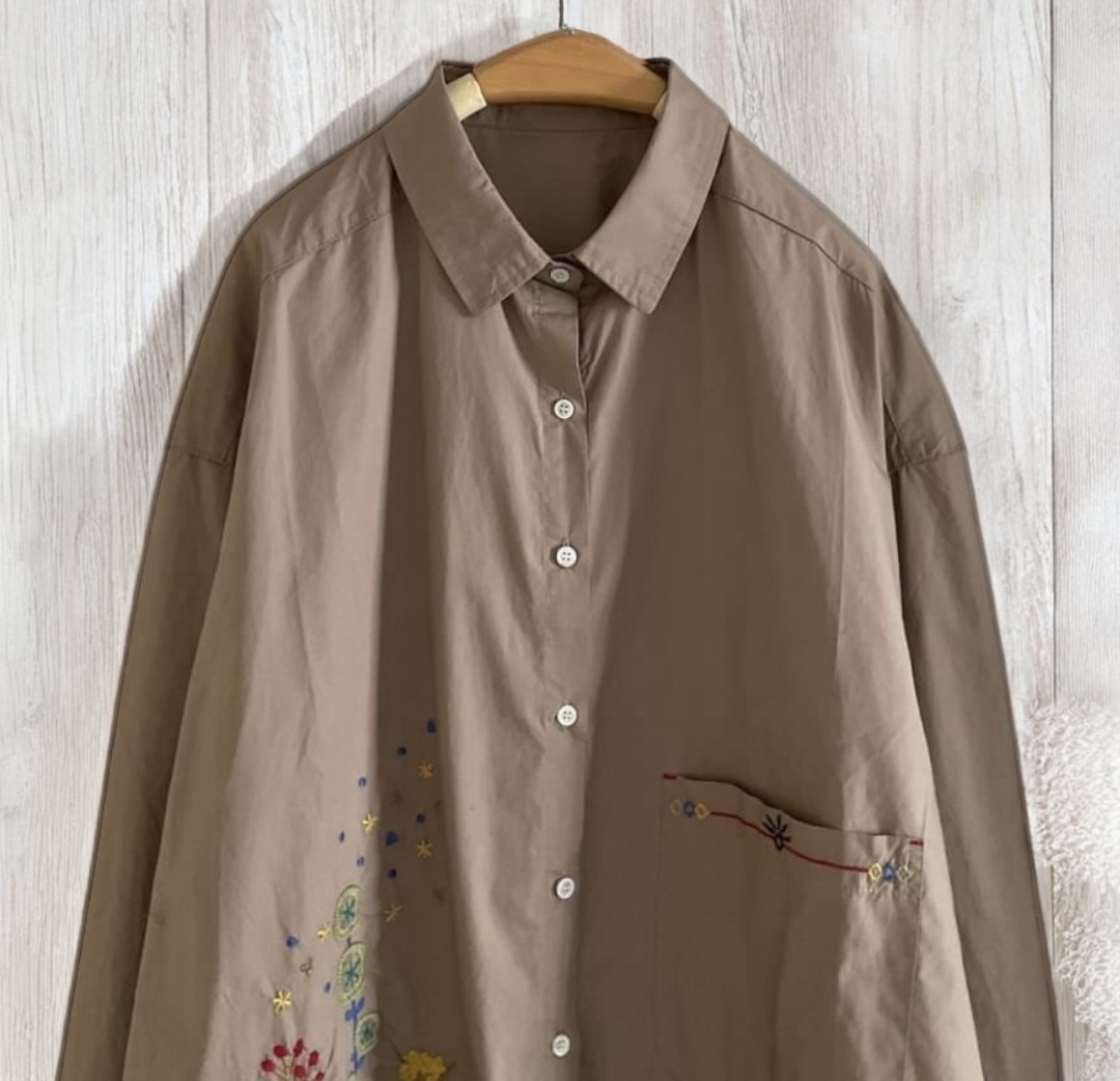 เสื้อ/เสื้อคลุมฝ้ายลายปักแต่งระบาย