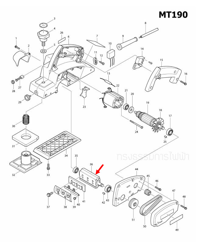 DRUM กบไสไม้ไฟฟ้า Maktec มาคเทค, Makita มากีต้า MT190, M1901, M1901B [#36] Pn.161140-0 (แท้) ##