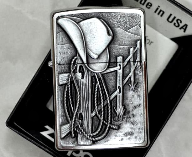 ไฟแช็ค Zippo แท้ คาวบอยสไตล์ "Zippo 24879 Resting Cowboy, Emblem, Brushed Chrome " แท้นำเข้า 100%