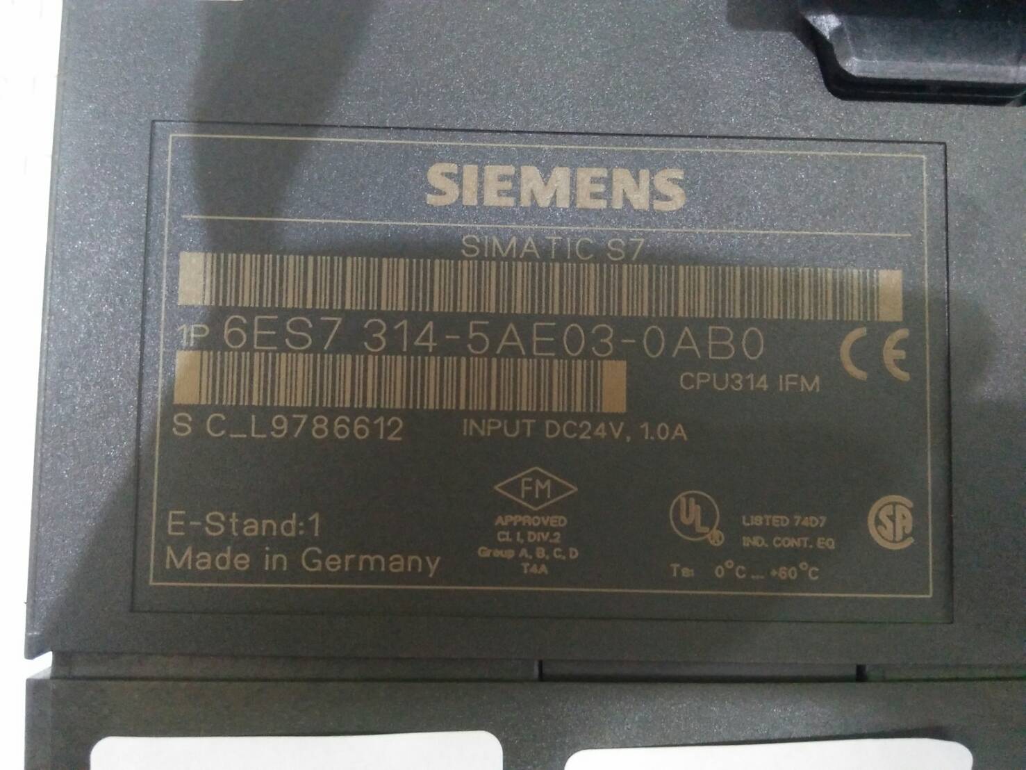 PLC “ SIEMENS ” รุ่น 6ES7 314-5AE03-0AB0