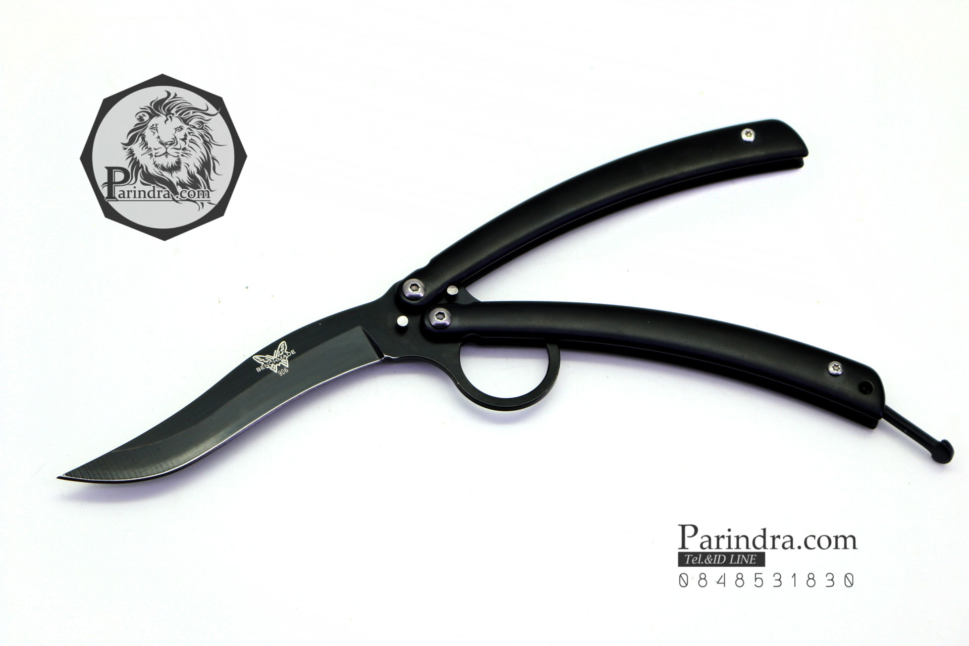 มีดบาลีซอง Balisong มีดควง มีดปีกผีเสื้อ สีดำ มีห่วงนิ้วมือ ขนาด 8.5 นิ้ว BLA010