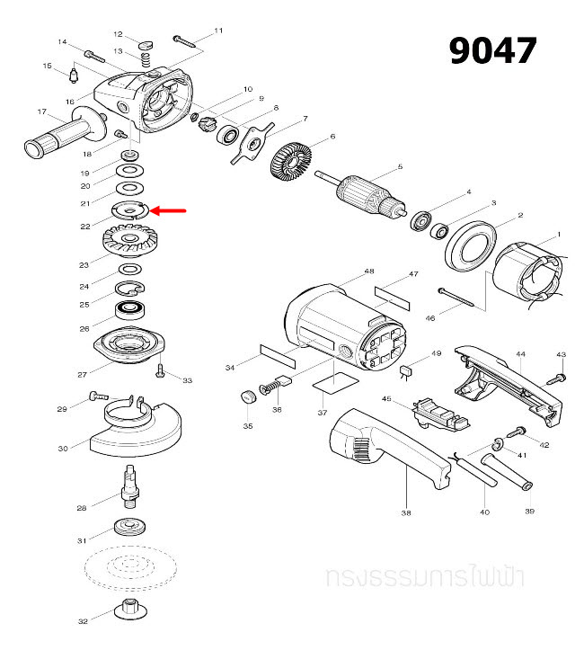 LOCK WASHER หินเจียร Makita-มากีต้า 9047 [#22] Pn.267725-1 (แท้) ##