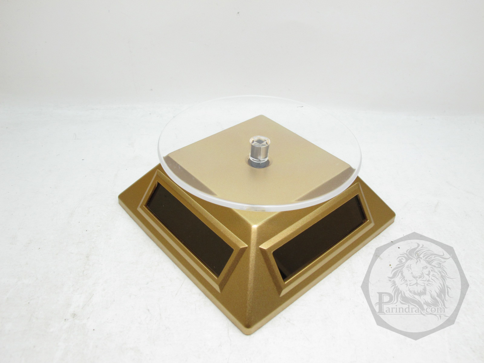 แท่นโชว์สินค้าแบบหมุน จานหมุน แท่นหมุน ถาดหมุน พลังงานแสงอาทิตย์ สีทอง