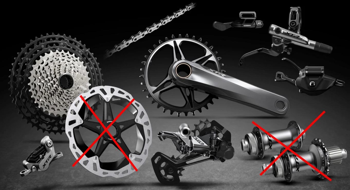 ชุดเกียร์ Shimano XTR groupset 12, GROUP XTR 2*12-SPD, จาน 2 ชั้น มีดิสเบรค รวม 8 รายการ