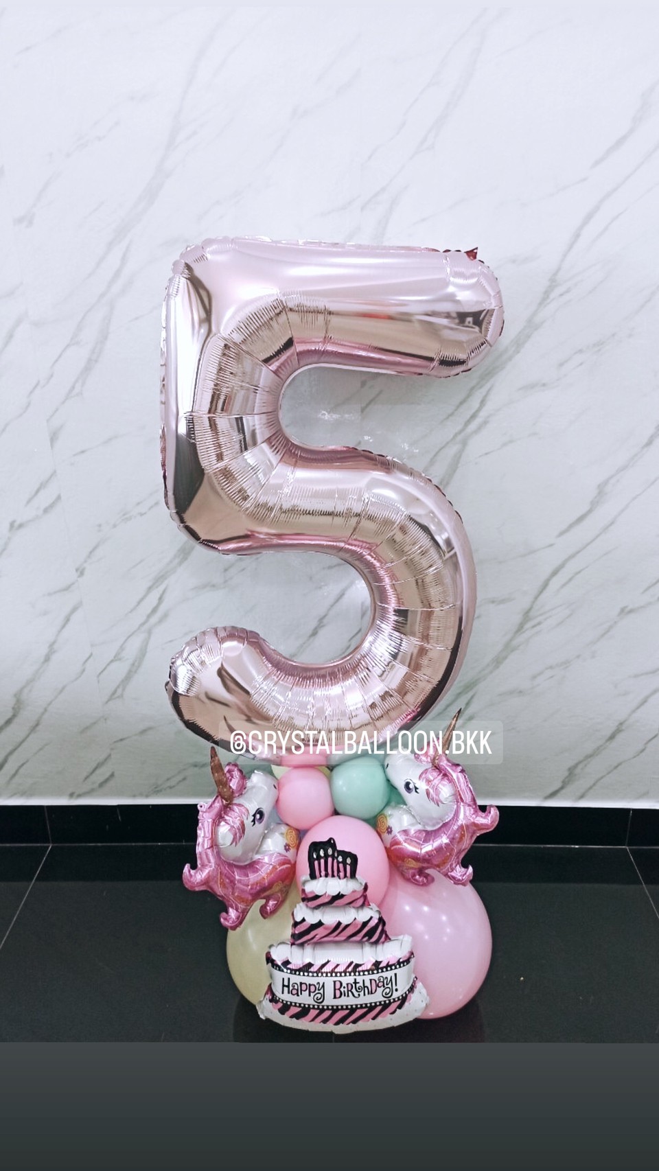 ลูกโป่ง วันเกิดเด็ก ฟอยล์ตัวเลข 40" ตั้งฐาน 1 ชิ้น สีโรสโกลด์ Theme Unicorn พร้อมตกแต่ง สามารถเปลี่ยนสีลูกโป่ง/เปลี่ยนสีฟอยล์ตัวเลข/เปลี่ยนฟอยล์ตกแต่งได้
