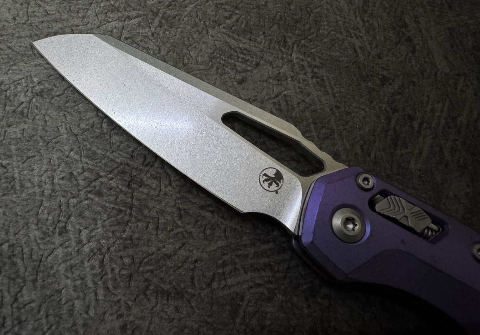 Microtech Marfione Select MSI RAM LOK Purple Haze Titanium Handles w/ Purple Accents & Stonewash M390MK