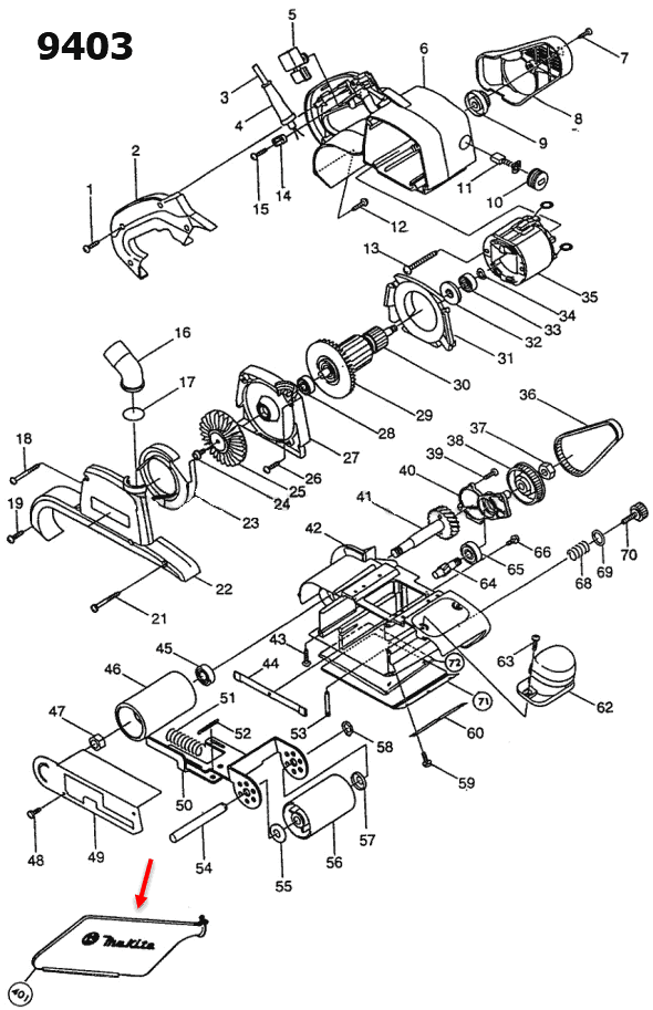ถุงเก็บฝุ่น เครื่องขัดสายพาน Makita มากีต้า 9403 [#401] Pn.122562-9 (แท้) ##(*)