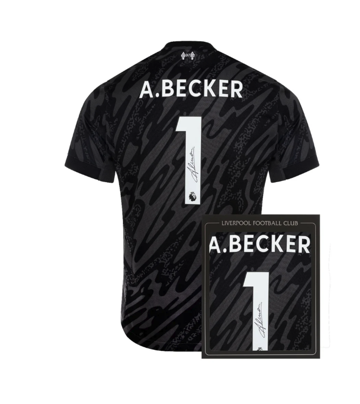 เสื้อลิเวอร์พูล 2024 2025 ลายเซ็นต์ Alisson A.BECKER 1 มีใบรับรองลายเซ็นต์มือของแท้ในกล่อง