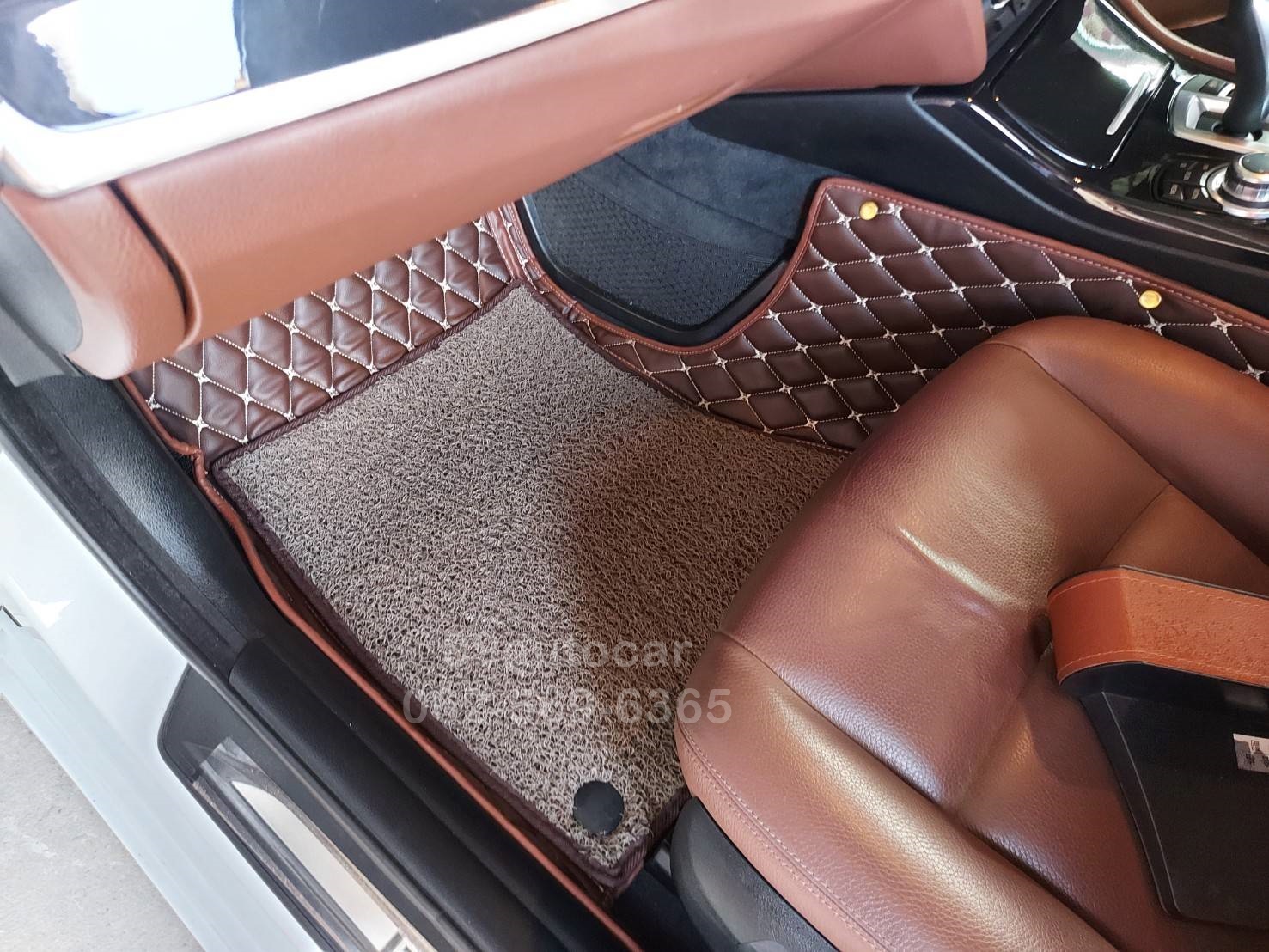 พรมรถยนต์ BMW 520d F10 2016 ปูพรม7D สีกาแฟ + พรมดักฝุ่นสีน้ำตาล เต็มคัน