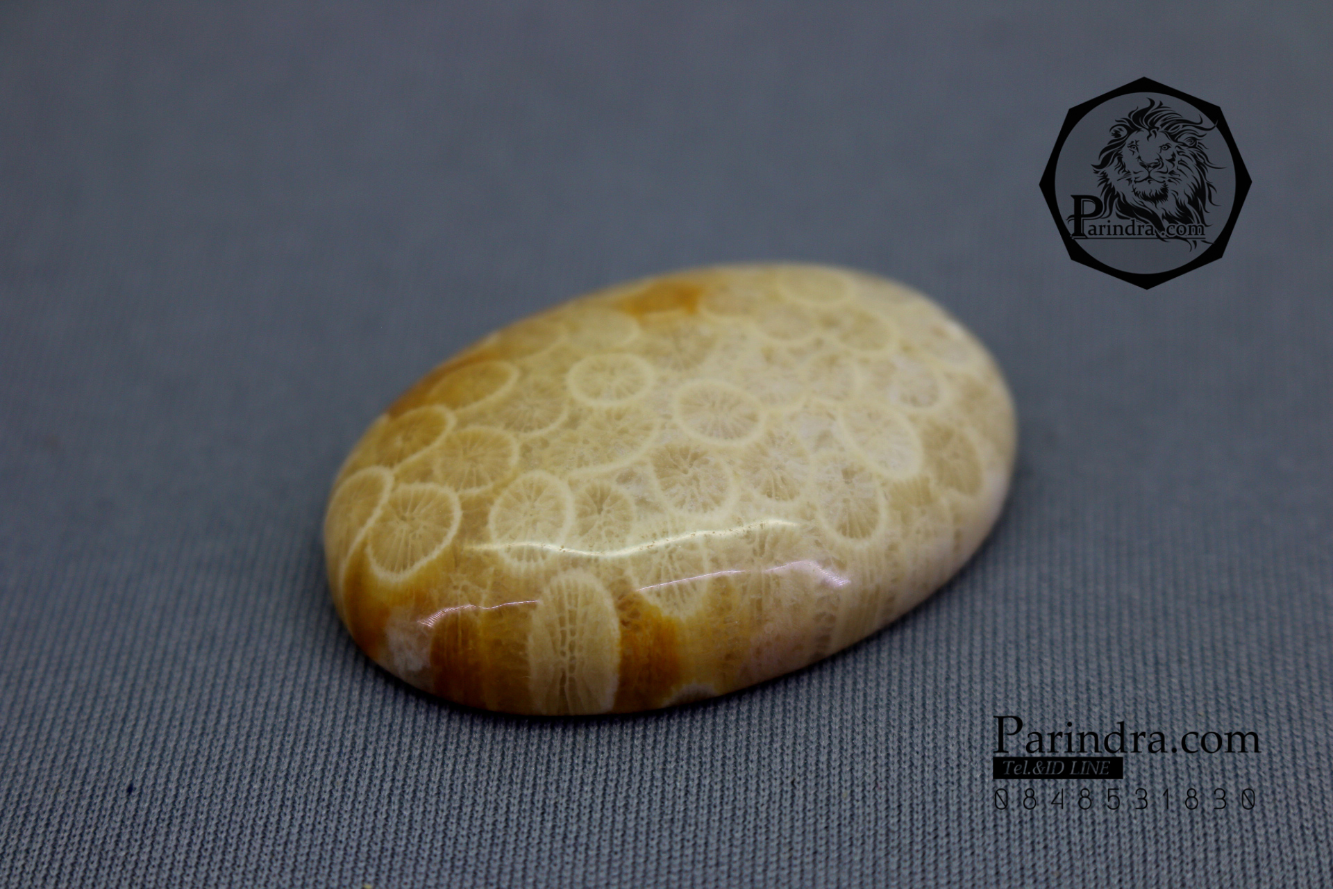 ฟอสซิลหินปะการังขัด Fossil Coral ใหญ่และหนา สำหรับห้อยคอ หรือ พวงกุญแจ คัดสวยพิเศษ #CRF013