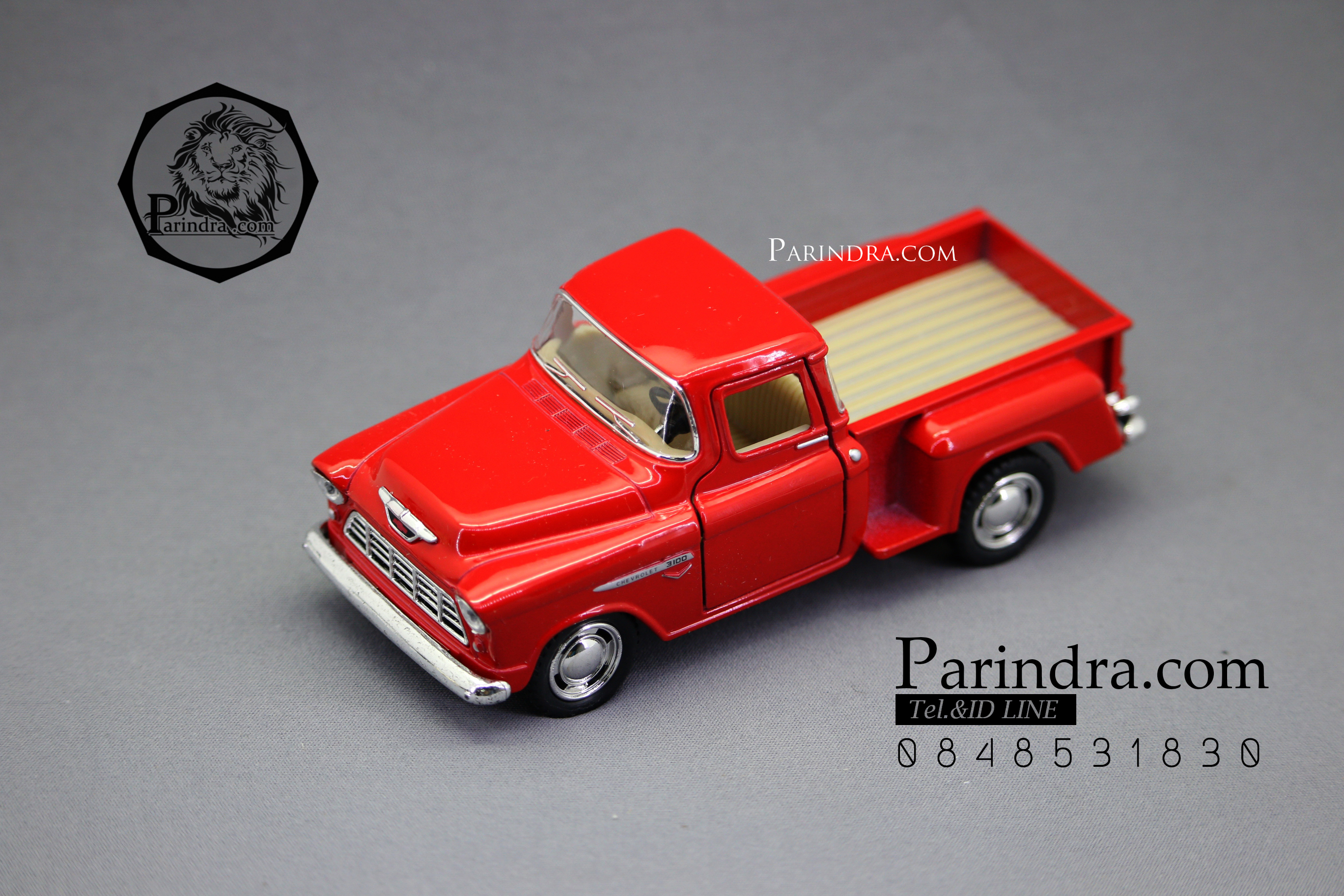 โมเดลรถเหล็กรถจำลอง CHEVROLET Chevy Stepside Pick-up 1955 สีแดง