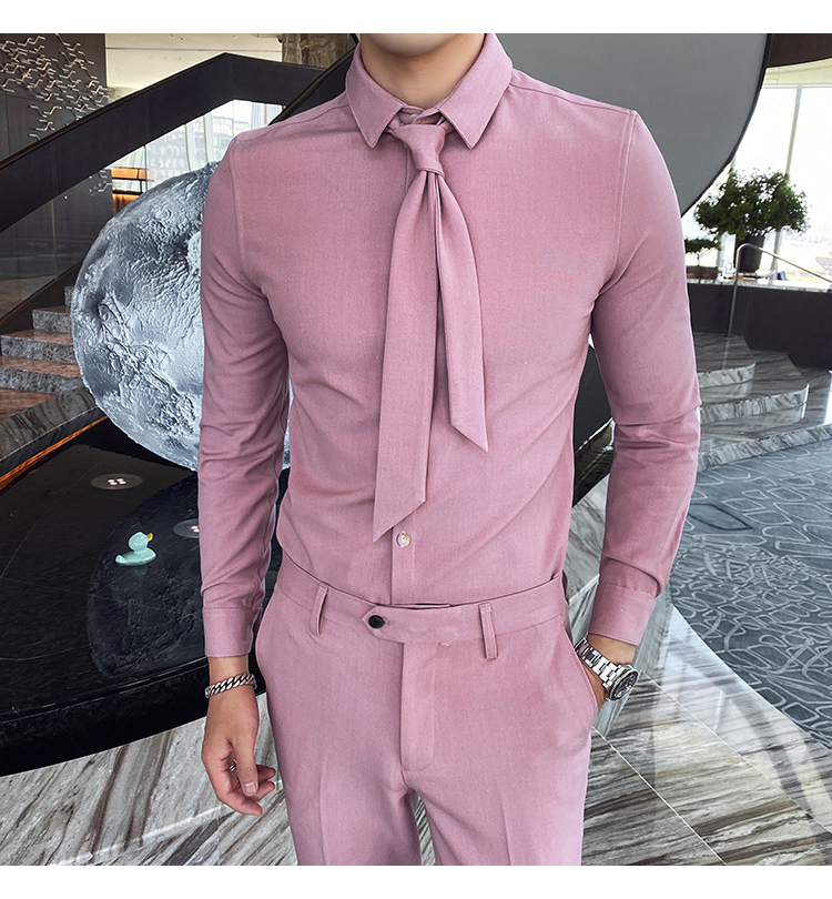 Pre-order เสื้อสูทชาย สีชมพู รุ่นสลิม