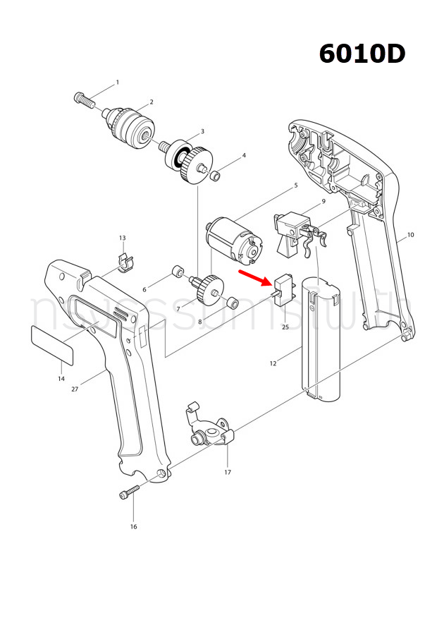 โอเวอร์โหลด สว่านไขควงไร้สาย Makita 6010D, 6010DW [#25] Pn.652532-9 (แท้) ##