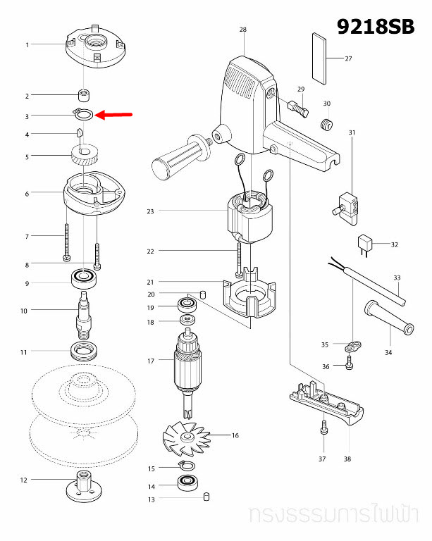 แหวนล็อค S-15 สว่านกระเทก Makita มากีต้า 9218SB [#3], HP1500 [#20], 6016 [#13], 9218PB, PBL, BL [#6] Pn.961055-9 (แท้) ##