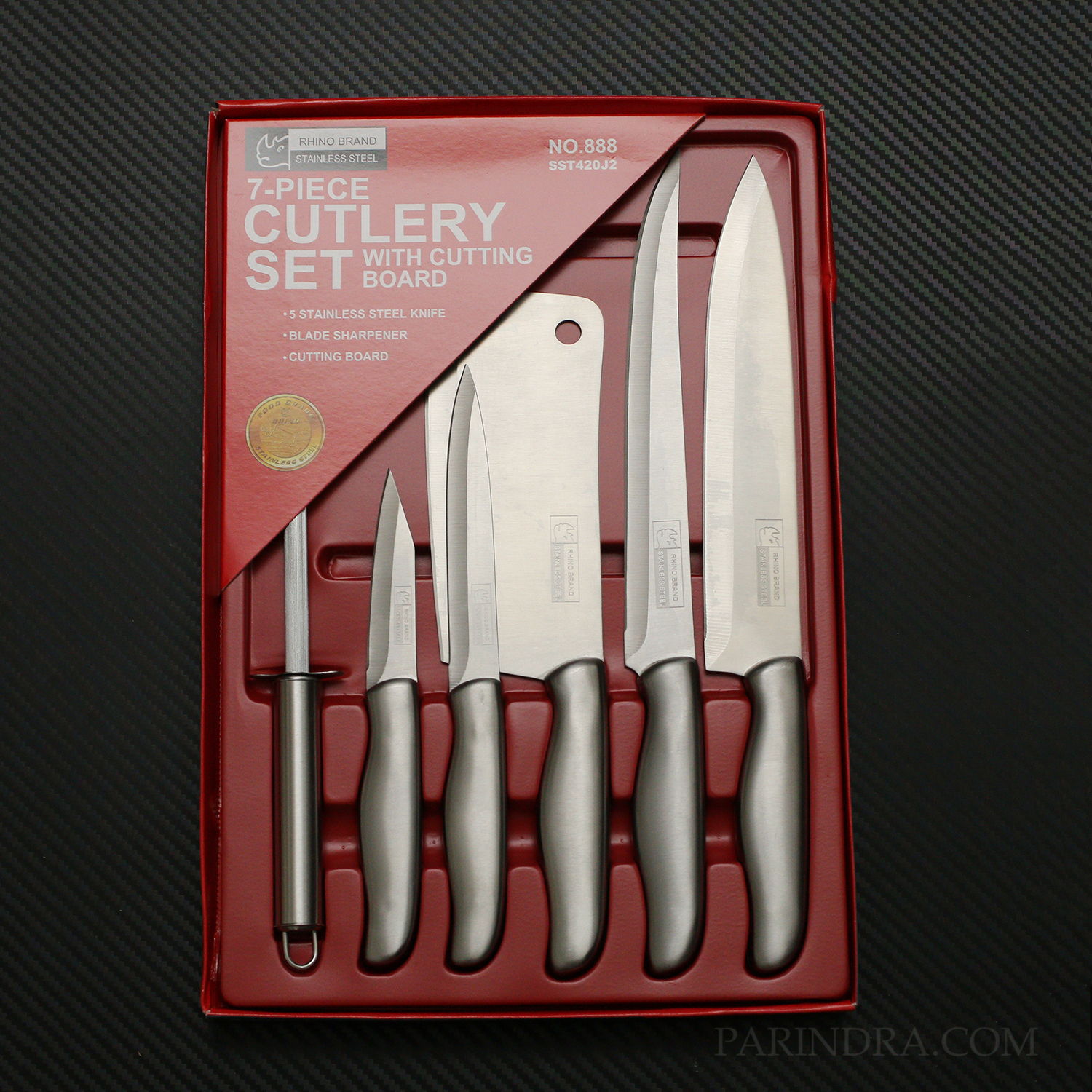 ชุดมีดทำครัวแสตนเลส RHINO BRAND No.888 7-PIECE CUTLERY SET (ของแท้)