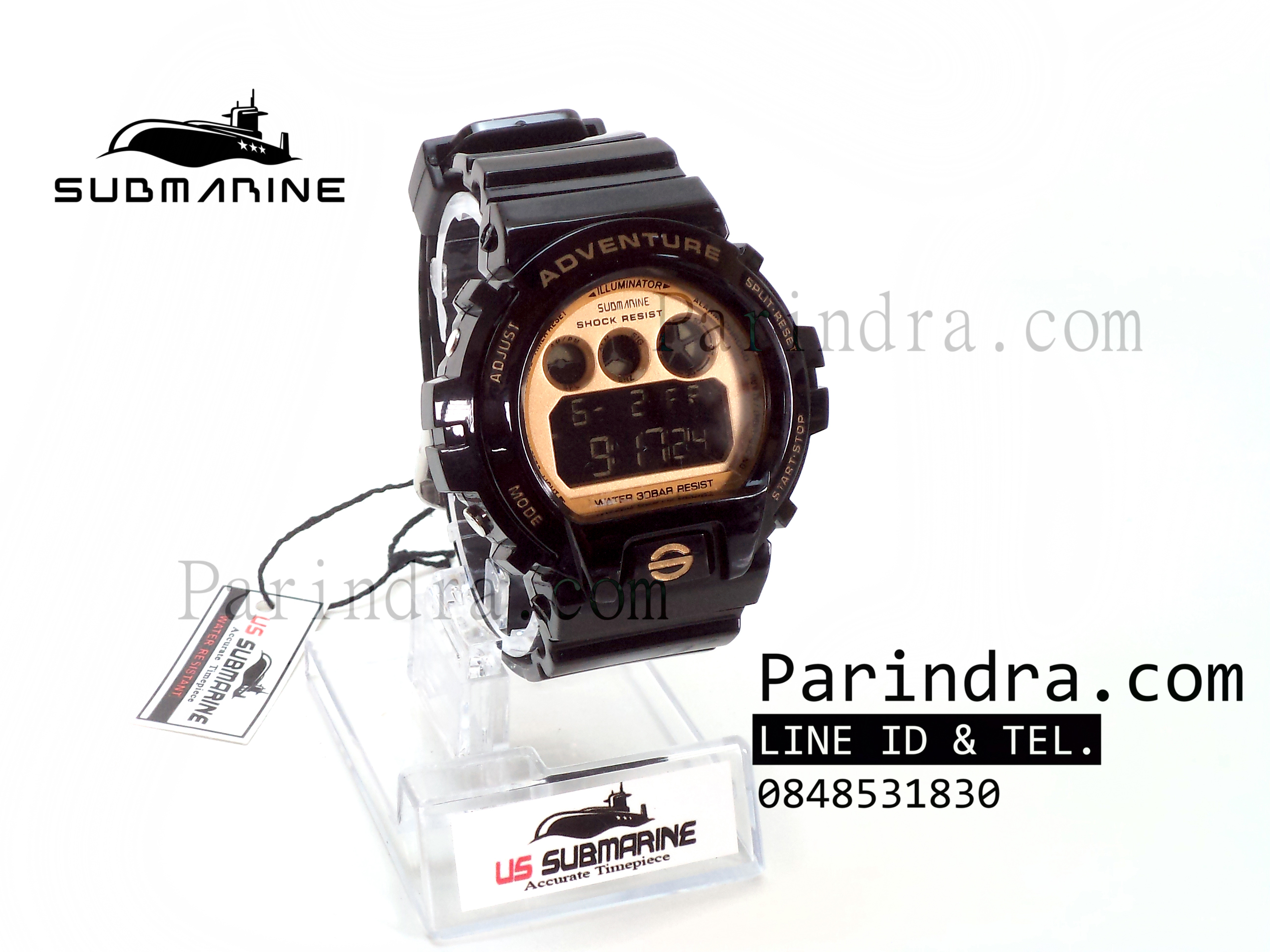 นาฬิกา US submarine Adventure Protector รุ่น TP1279M สีดำตัดทอง พื้นหลังดำ