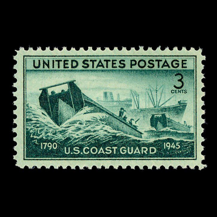 แสตมป์อเมริกา ชุด U.S. COAST GUARD ทหารยามชายฝั่ง ปี 1945