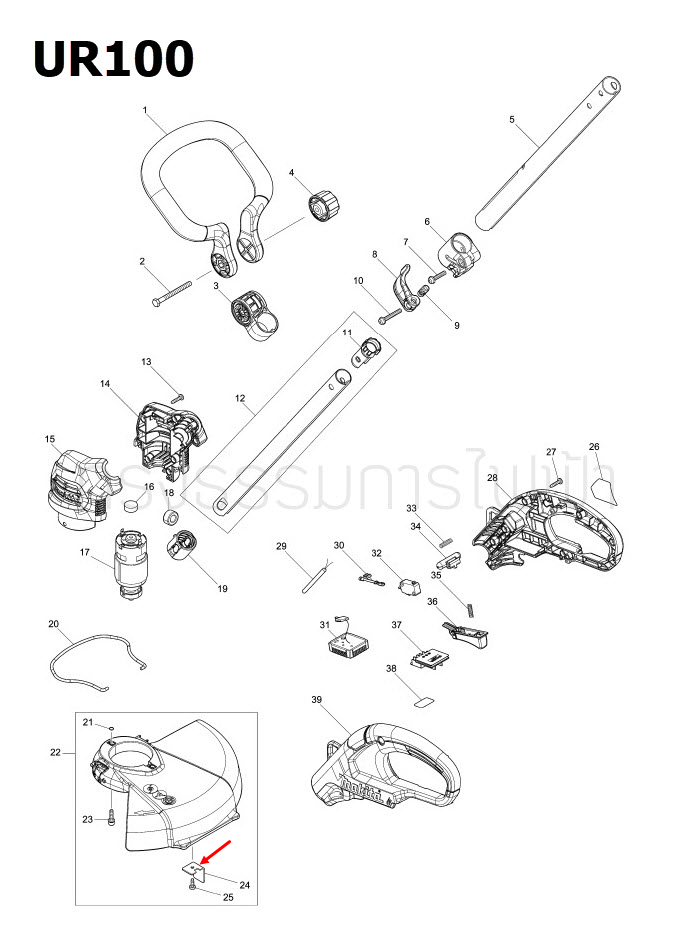 Cord Cutter เครื่องเล็มหญ้าไร้สาย Makita มากีต้า UR100 Pn.346555-4 (แท้) ##