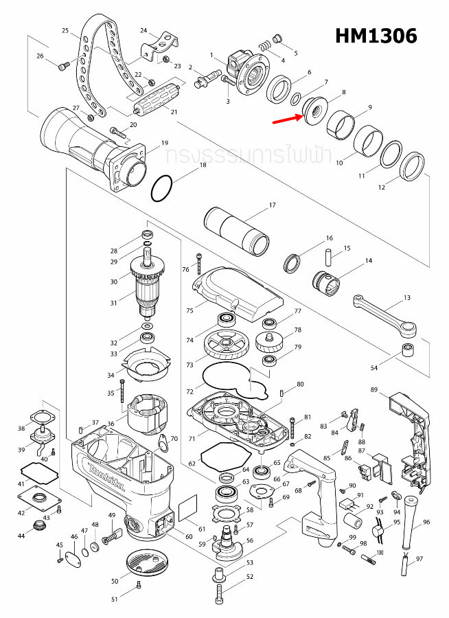 SEAL HOLDER สกัด เจาะพื้น Makita มากีต้า HM1306 [#8] Pn.324821-9 (แท้) ##