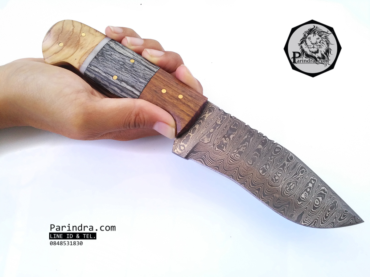 มีดดามัสกัส (Damascus) ด้ามไม้ ขนาด 9 นิ้ว ตีพับ 200 ชั้น นำเข้าจาก ปากีสถาน DPK006