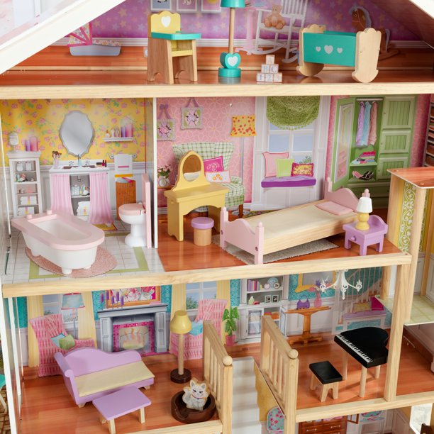บ้านตุ๊กตา KidKraft Grand View Mansion Dollhouse with EZ Kraft Assembly™ Elevator and 34 Accessories