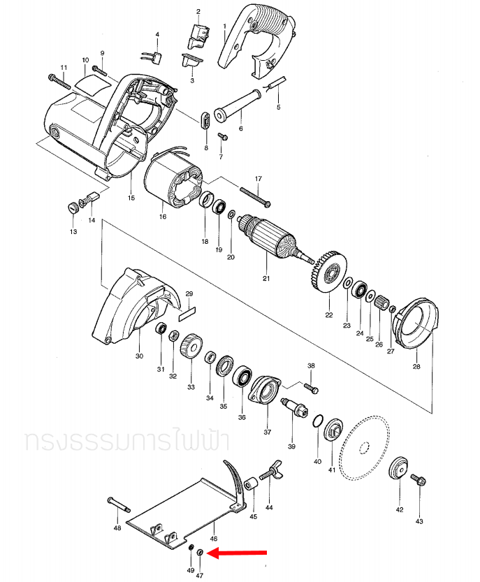 น็อตล็อคปลาย (HEX. NUT M5) เราท์เตอร์ Maktec MT360, MT362, MT410, MT583, MT650 Pn.252175-3 (แท้) ##(*)