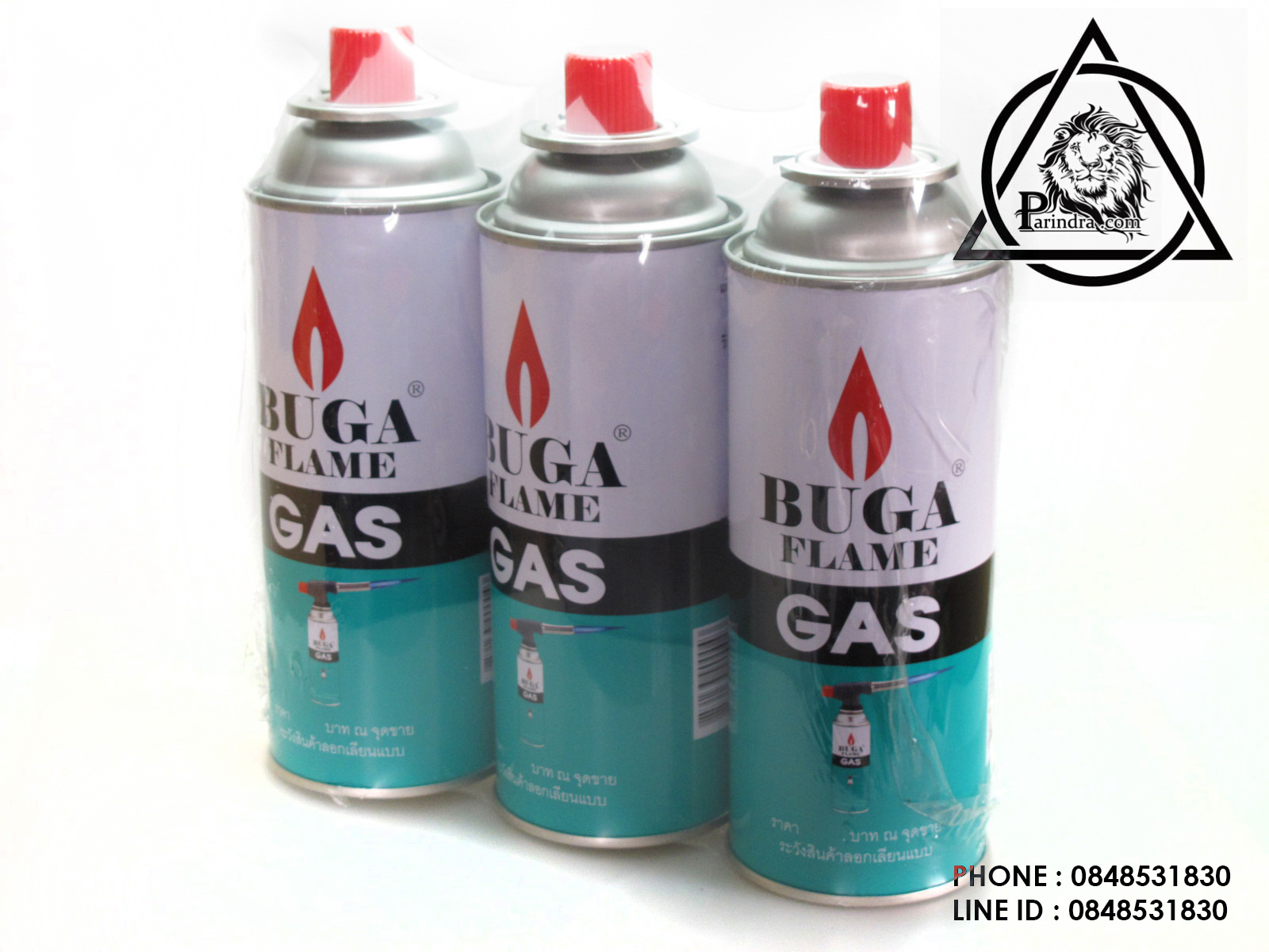 แก๊สสวมหัวปีนแก๊ส แก๊สกระป๋องฝาแดง ขนาดบรรจุ 375ml BUGA FLAME GAS refill แก๊สกระป๋อง