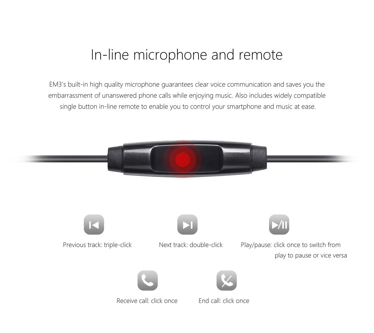 หูฟัง FiiO เอียบัด รุุ่น EM3 หูฟังแบบเปิดมีไดรเวอร์ขนาดใหญ่ เพิ่มพลังขับ เหมาะสำหรับเครื่องเล่นเพลงและโทรศัพท์