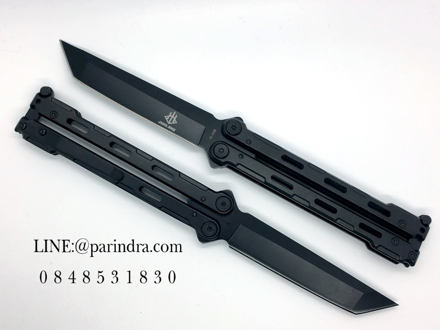 มีดบาลีซอง Balisong มีดควง มีดปีกผีเสื้อ ปลาย Tanto ด้ามสีดำ BLA034