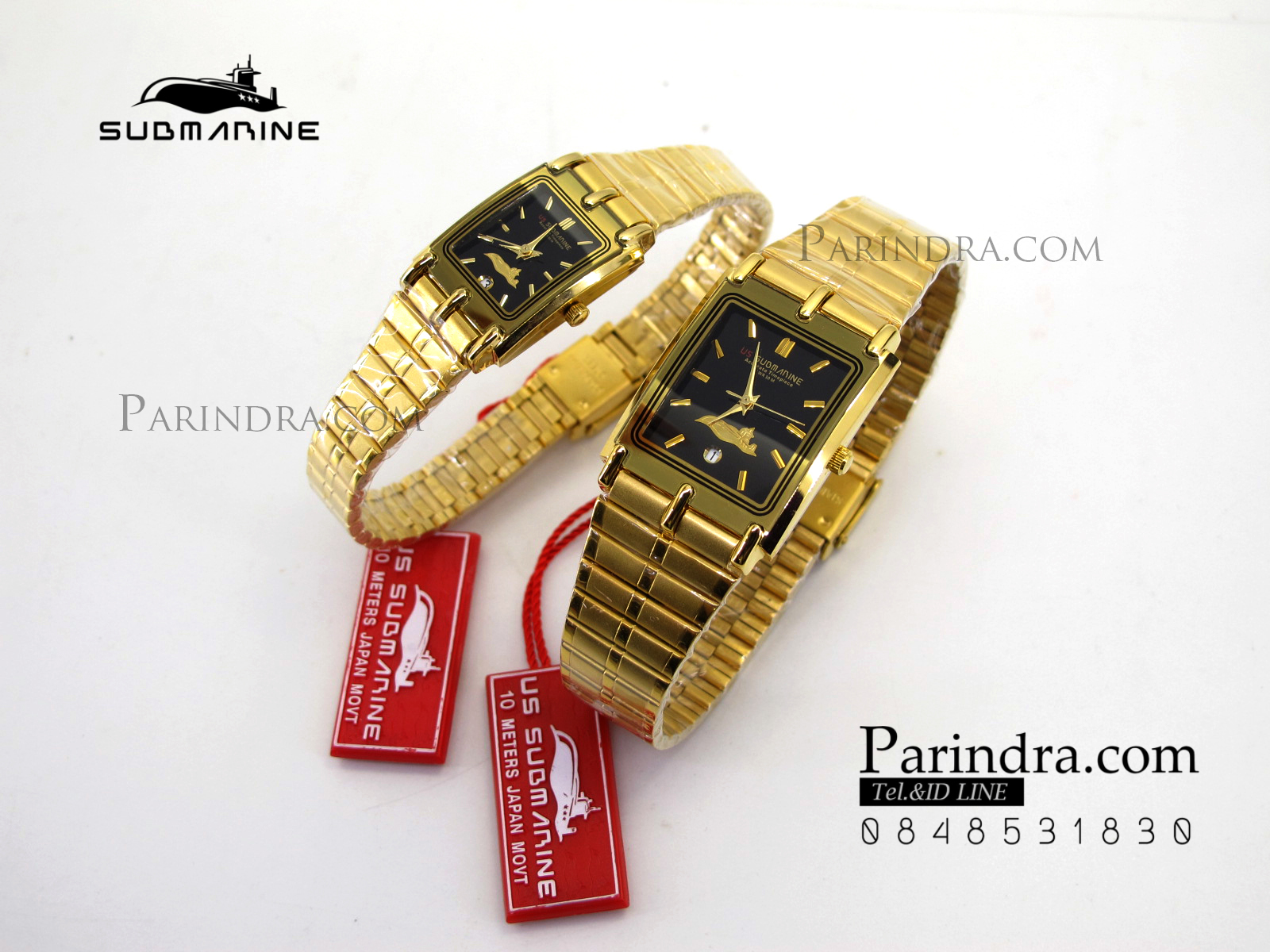 นาฬิกา US submarine รุ่น SUB1001L เรือนเล็ก สายสแตนเลสสีทองหน้าปัดสีดำ