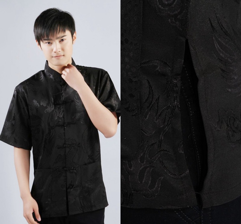Pre-order ชุดจีน เสื้อจีนชาย แขนสั้น สีดำ