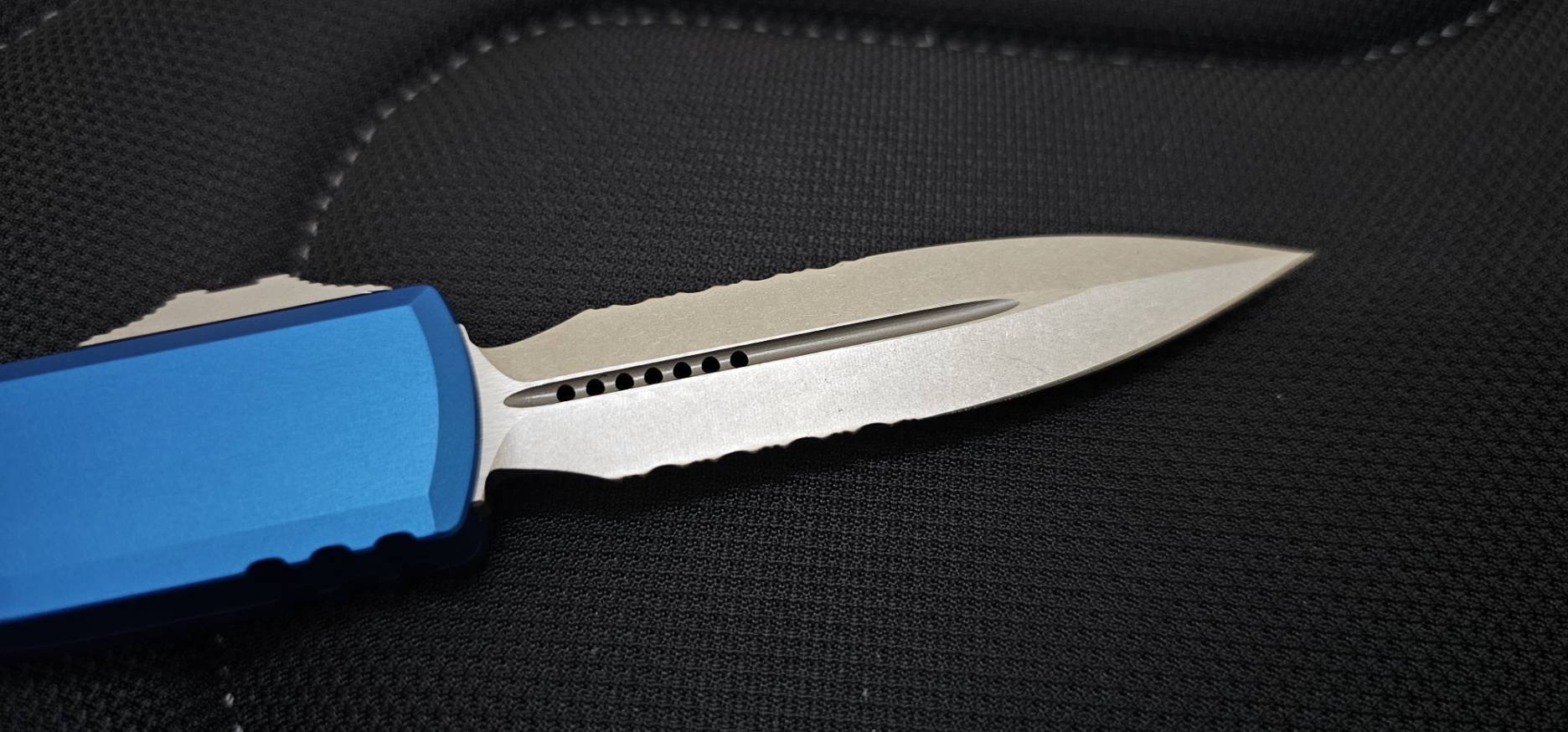 Microtech UTX-85 Gen III Stonewash Blue Handle Part Serrated