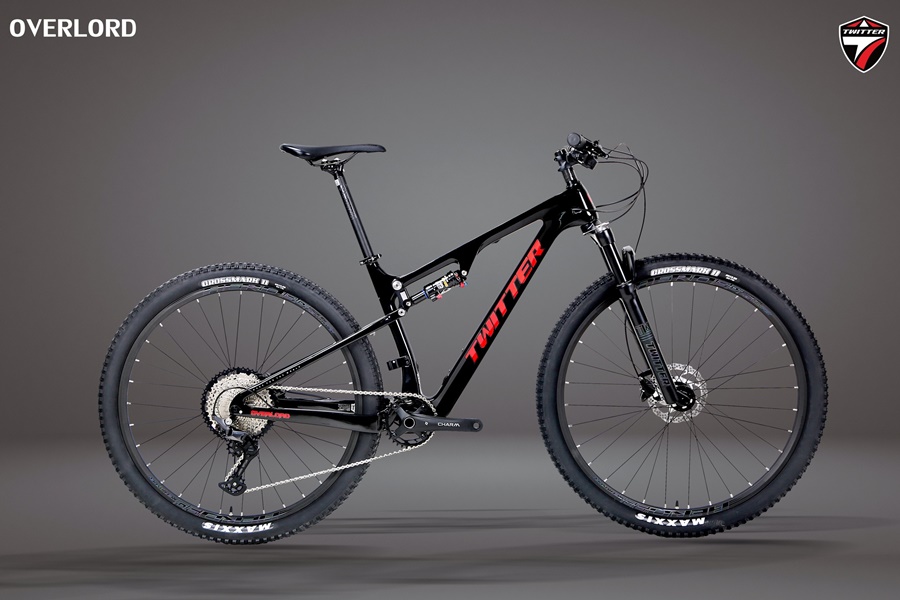 จักรยานเสือภูเขา TWITTER OVERLORD Full suspension bike, เฟรมคาร์บอน 1x12 speed Deore โช๊คลม ปี 2022
