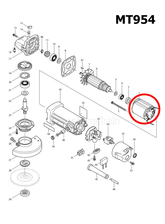 ฟิลคอล์ย หินเจียร 4 นิ้ว มาคเทค Maktec รุ่น MT950, MT954, M9504B, MGA400 P/N.593523-0 (แท้) ##(*)