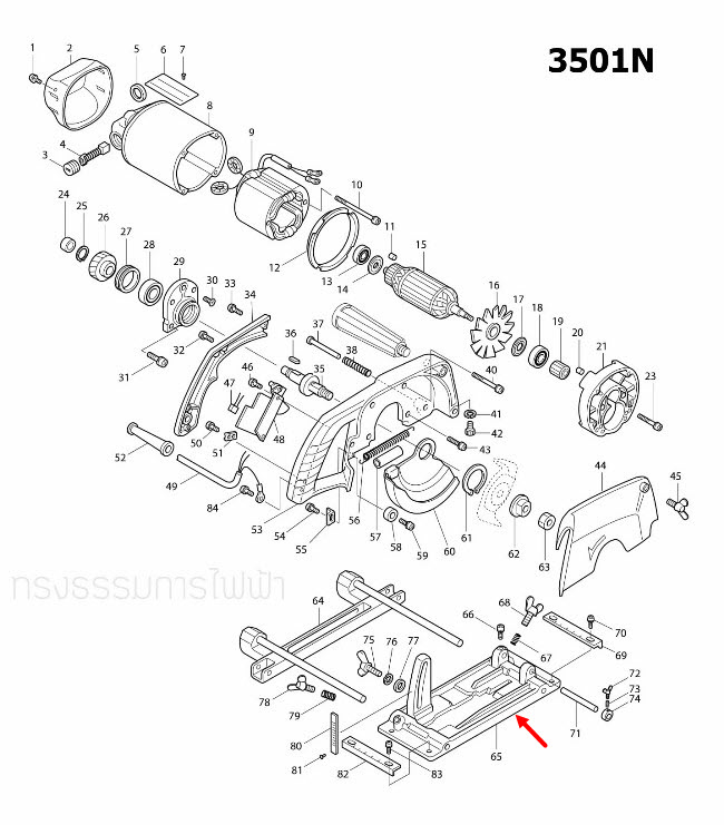ฐานล่าง เครื่องเซาะร่อง มากีต้า Makita 3501N [#65] Pn.154274-6 (แท้) ##