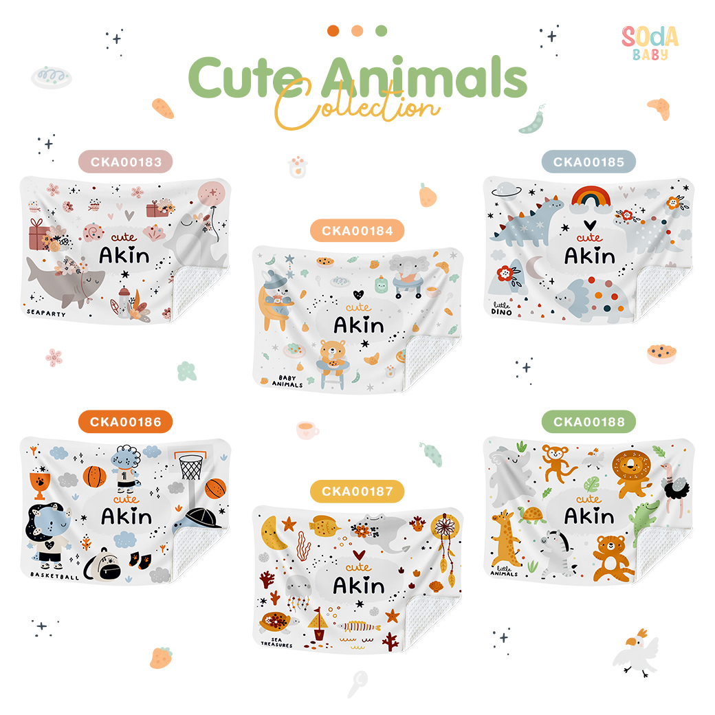 ผ้าห่มเด็ก ใส่ชื่อได้ ลาย Seaparty Cute Animal รหัส CKA00183 🦈🌊 #CuteAnimal #ผ้าห่ม #SOdAbaby
